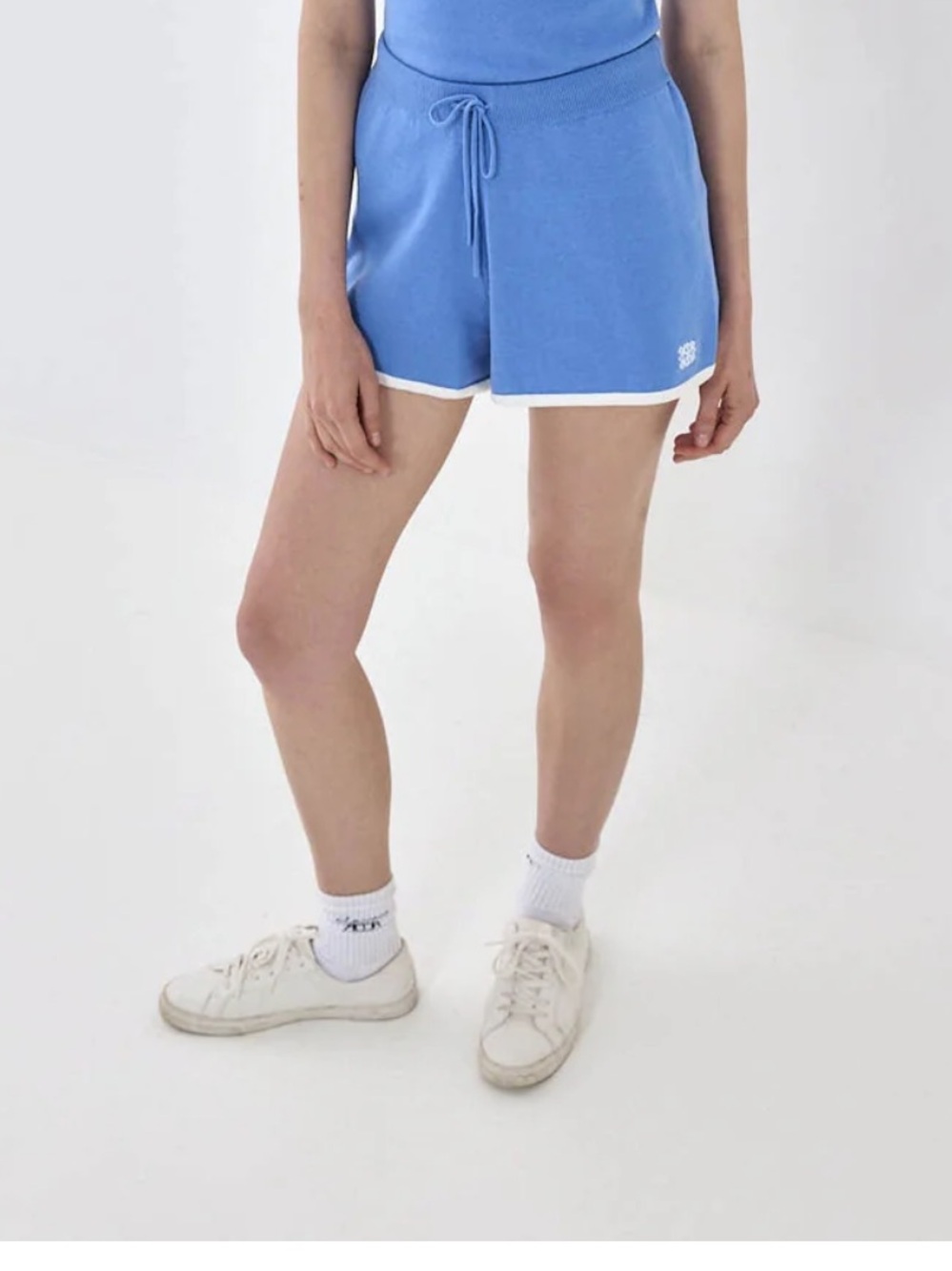 De Rococo Sporty Knitted Shorts Blue Drawstring Knit Lounge Shorts XS